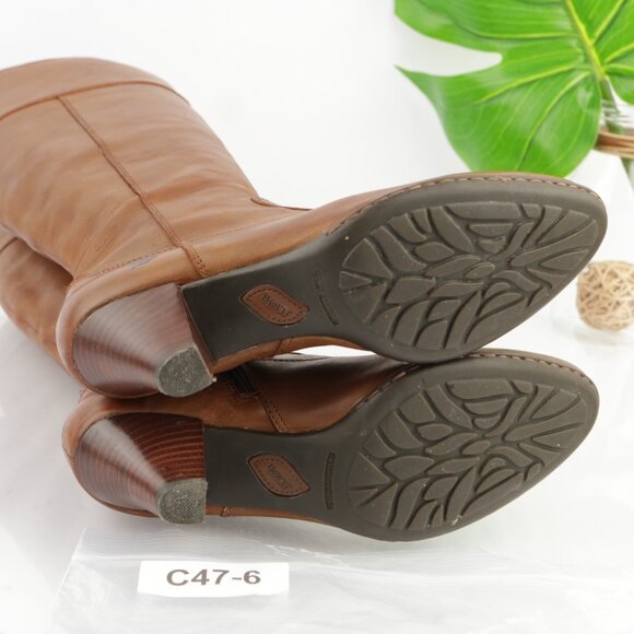 Born Women Mallory Riding Boots Size 8 Tall Cognac Leather Block Heel Elegant - Picture 9 of 16